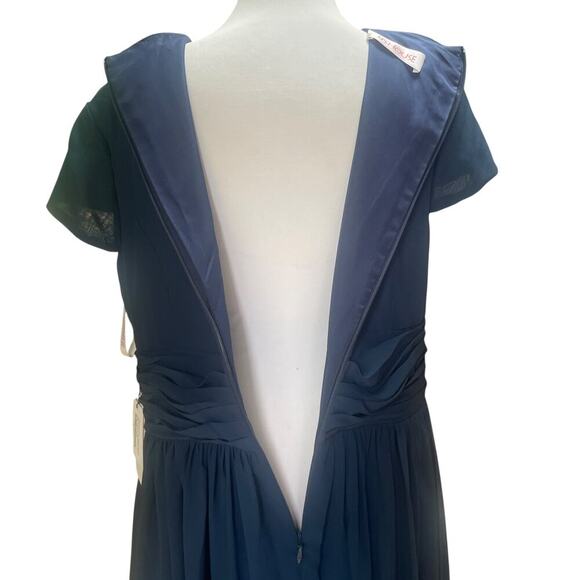 NWT!  JJ’s House #126289 Navy V-Neck Maxi Chiffon Evening Dress  -Size 18W - Picture 13 of 16